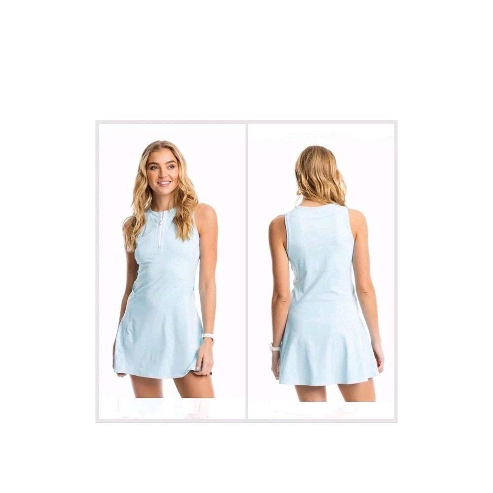 Southern Tide Zip Front Performance Golf Tennis Dress Athletic Light Blue Sz S